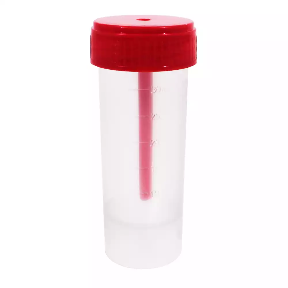 Контейнер 30мл, для взятия биоматериала, нестерильный, с завинчающейся крышкой, с ложкой шпателем