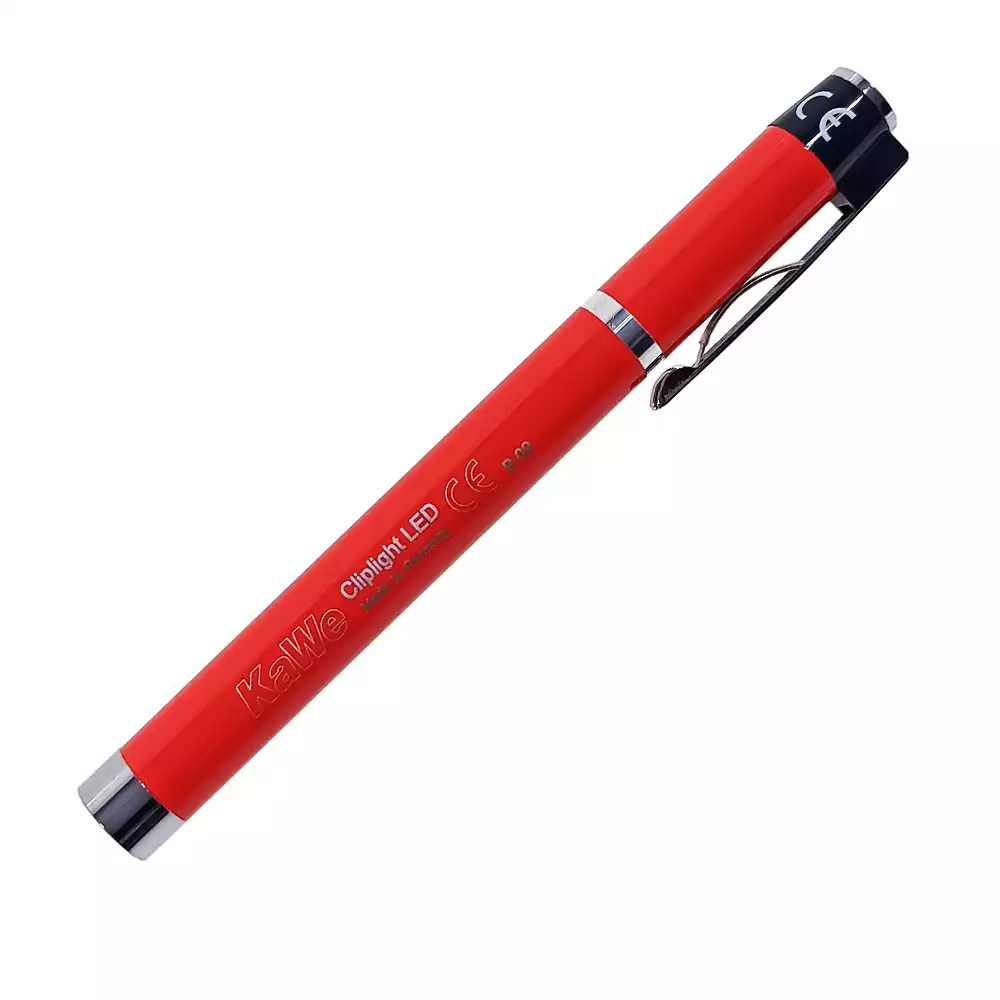 Фонарик диагностический Cliplight LED (светодиоды) с вакуумной лампочкой (дневной свет) металлический, цвет красный