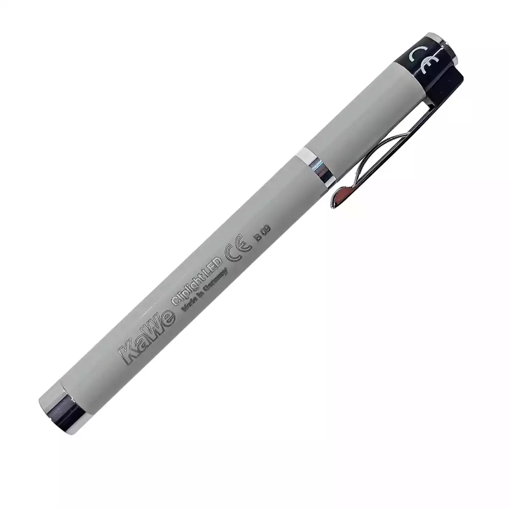 Фонарик диагностический Cliplight LED (светодиоды) с вакуумной лампочкой (дневной свет) металлический, цвет серый