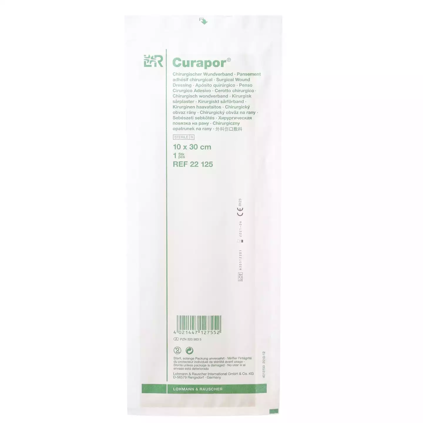 Повязка Курапор нетканная, абсорбирующая для поверхностных ран, размер 10*30см, стерильная