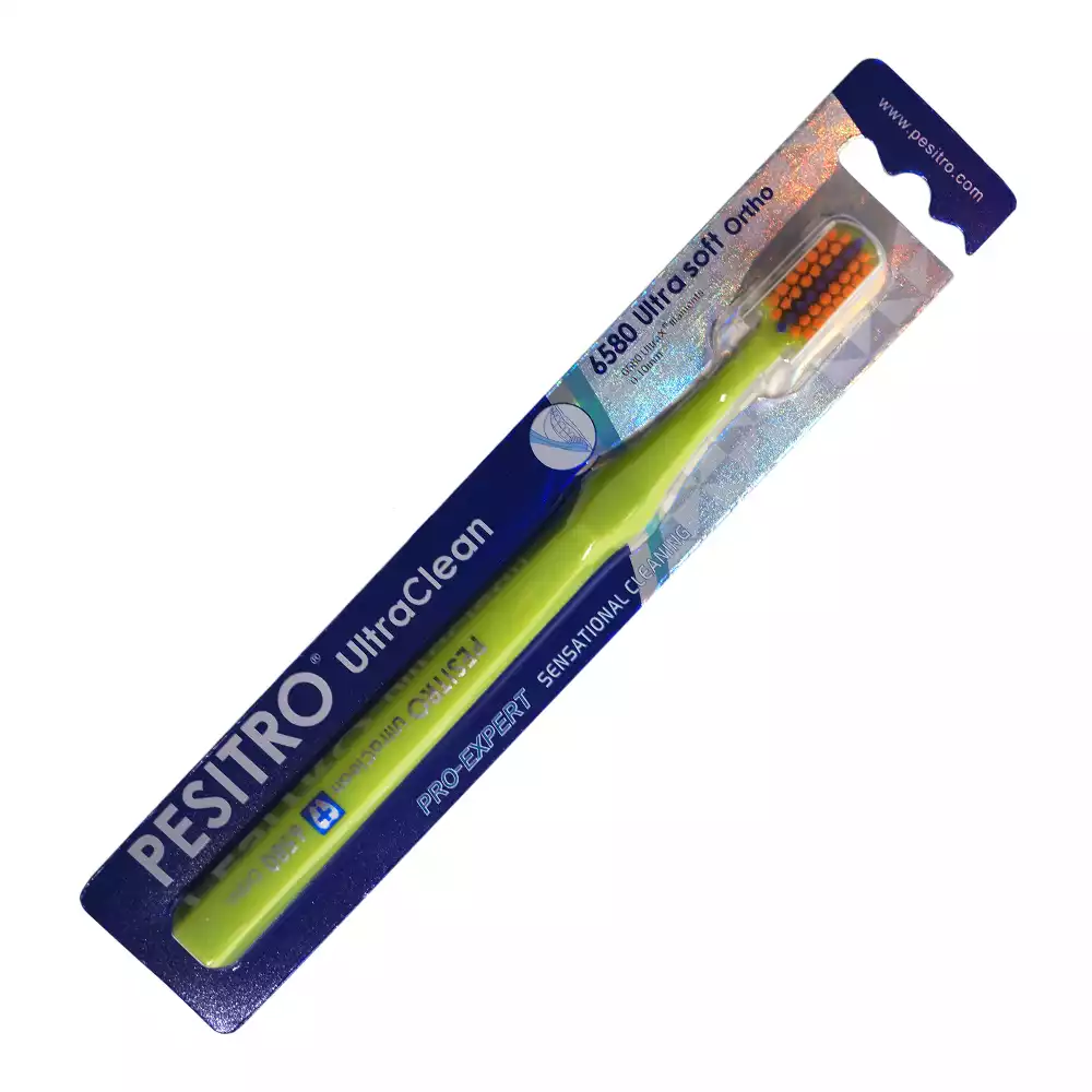 Щетка зубная PESITRO UltraClean Ultra soft 6580 Ortho, с пластиковой ручкой, щетина полиэстер, мягкая