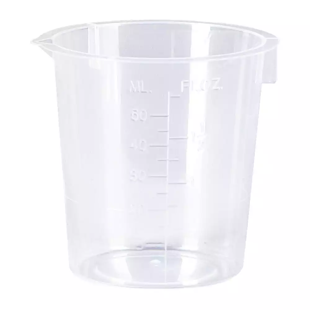 Стакан, объем 50мл, с носиком, с делениями, пластиковый
