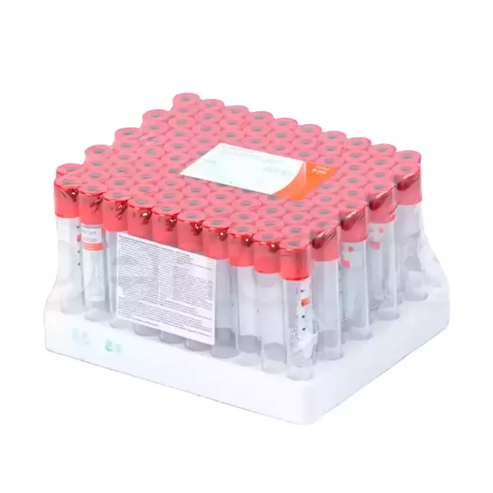 Пробирка вакуумная, объем 9,0мл, размер 16*100мм, с активатором свертывания, цвет красный, СТЕКЛО