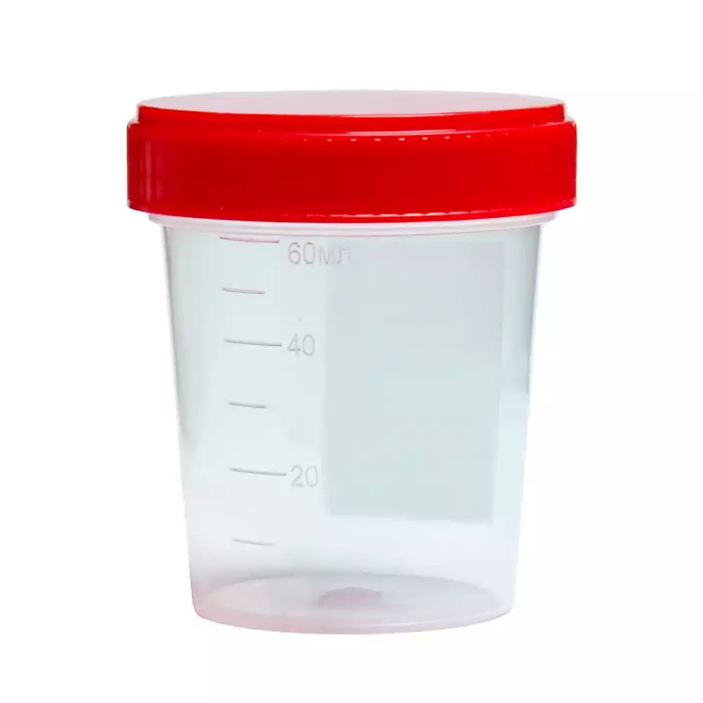 Контейнер 60мл, для взятия биоматериала, стерильный, с завинчающейся крышкой, без шпателя, индивидуальная упаковка