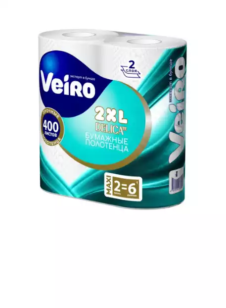 Полотенце бумажное Veiro DELICATE, 2 слоя, 2 рул.уп, 400 листов